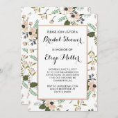 桃フローラブライダルウェディングシャワー招待状 招待状 (正面/裏面)