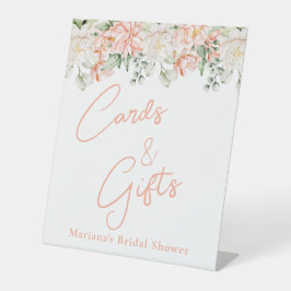 桃フローラブライダルシャワーカード&ギフト 台座サイン