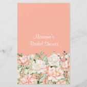 桃フローラブライダルシャワー単語スクランブルゲームカード (裏面)