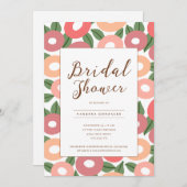 桃フローラブライダルシャワー招待 招待状 (正面/裏面)