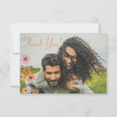 桃フローラボーダーと焦げオレンジ結婚ズ サンキューカード (裏面)