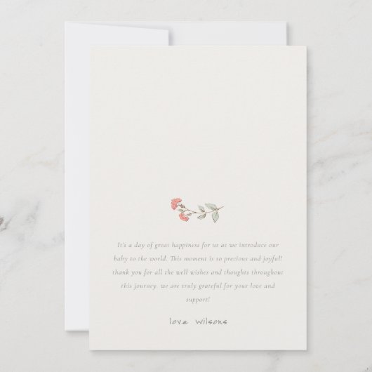 桃フローラリースフォトガール誕生のお知らせ サンキューカード (裏面)