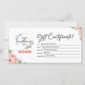 桃フローラ母の日のギフト券 (正面)