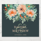 桃フローラ水彩オンティール（緑がかった色） スパークリングワインラベル (シングルラベル)