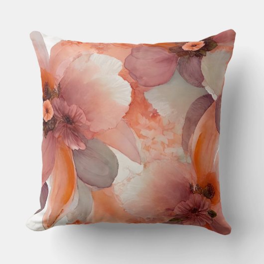 桃フローラ水色 クッション (正面)