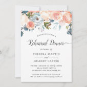 桃フローラ秋の結婚式素朴リハーサルディナー 招待状 (正面)