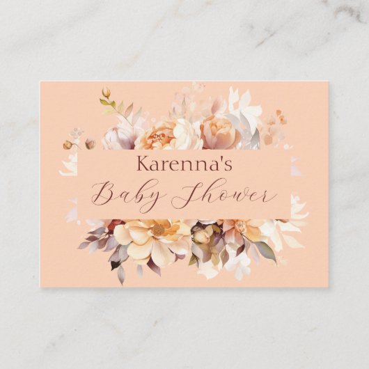 桃フローラ秋ベビーシャワーおむつラッフル エンクロージャーカード (裏面)