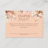桃フローラ秋ベビーシャワーおむつラッフル エンクロージャーカード (正面)