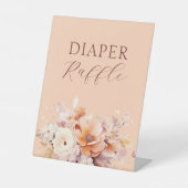 桃フローラ秋ベビーシャワーおむつラッフル 台座サイン (正面)