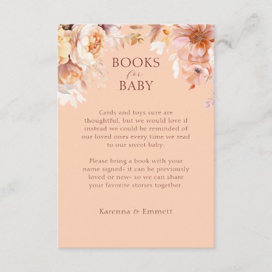 桃フローラ秋ベビーシャワーブックベビー エンクロージャーカード (正面)