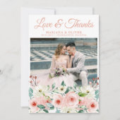 桃フローラ結婚の写真サンキューカード 招待状 (正面)