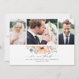 桃フローラ結婚の3枚の写真 サンキューカード