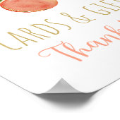 桃フローラ緑の誕生日カード&ギフトサイン ポスター (角)