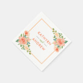 桃フローラ縁ど | 結婚s スタンダードカクテルナプキン (角)