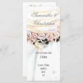 桃フローラ花嫁ドレス教会の結婚式プログラム プログラム (正面/裏面)