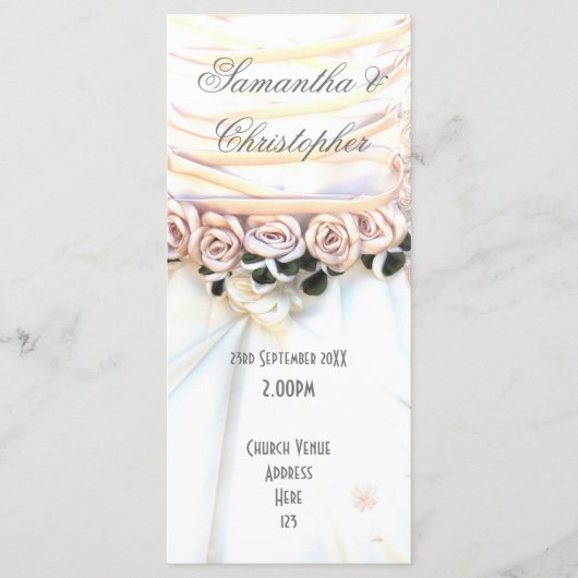 桃フローラ花嫁ドレス教会の結婚式プログラム プログラム (正面)