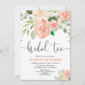 桃フローラ茶パーティーブライダルシャワー招待状 招待状 (正面)