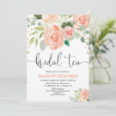 桃フローラ茶パーティーブライダルシャワー招待状 招待状 (スタンド正面)