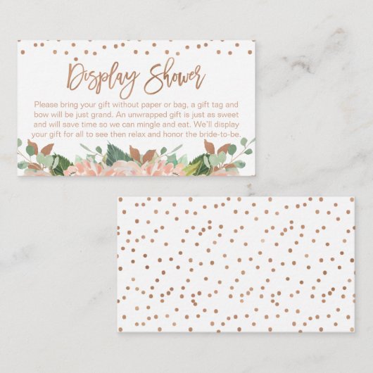 桃フローラ表示ブライダルシャワー エンクロージャーカード (正面/裏面)