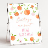 桃フローラ誕生日トリートサイン ポスター