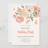 桃フローラ誕生日 招待状 (正面)