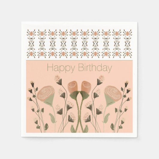 桃フローラ アート スタンダードカクテルナプキン (正面)