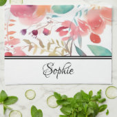 桃フローラ パーソナライズされた キッチンタオル (折り畳み)