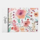 桃フローラ パーソナライズされた キッチンタオル (横)