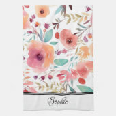 桃フローラ パーソナライズされた キッチンタオル (縦)