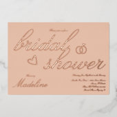 桃ブライダルシャワーハートプレス箔招待状 箔招待状 (正面)