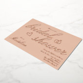 桃ブライダルシャワーハートプレス箔招待状 箔招待状 (回転した状態)
