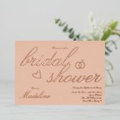 桃ブライダルシャワーハートプレス箔招待状 箔招待状 (立ち正面)