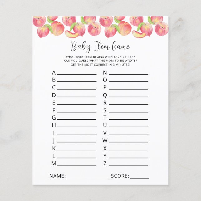 桃ベビーアイテムゲーム。赤ちゃんシャワーゲーム (正面)