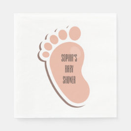 桃ベビーフットプリント赤ちゃんシャワー スタンダードカクテルナプキン