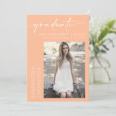 桃ミニマル脚本2枚写真卒業パーティー 招待状 (スタンド正面)