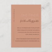 桃ミニマル錆オレンジの結婚詳細囲い エンクロージャーカード (正面)