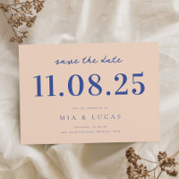 桃ミニマル青シック結婚の日付非写真