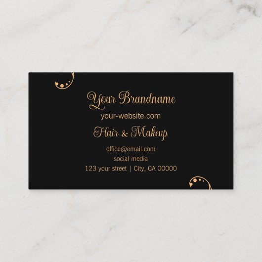 桃モダンと黒の装飾用の角が曲がった華美 名刺 (裏面)