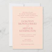 桃モダンエレガントな結婚式 招待状 (正面)