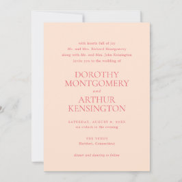 桃モダンエレガントな結婚式 招待状