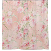 桃モダンエレガント絹の上のピンクの平和百合 シャワーカーテン (正面)