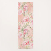 桃モダンエレガント絹の上のピンクの平和百合 ヨガマット (正面)