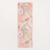 桃モダンエレガント絹の上のピンクの平和百合 ヨガマット (裏面)