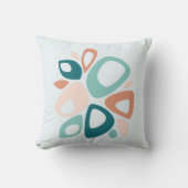 桃モダンスタイリッシュティール(緑がかった色)サーモン抽象芸術パターン クッション (正面)