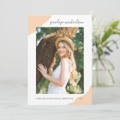 桃モダンスプラッシュ写真卒業パーティー 招待状 (スタンド正面)