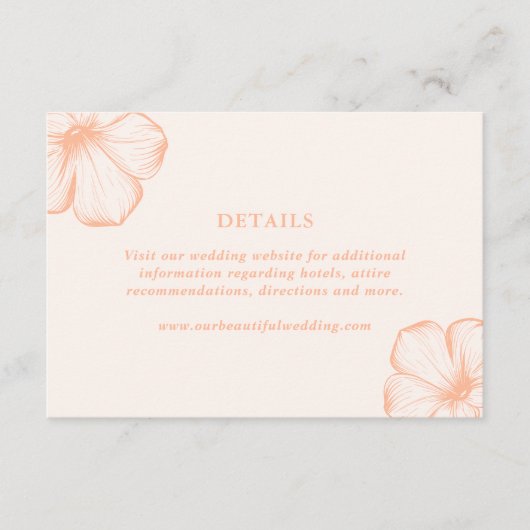 桃モダンフローラエレガントな結婚式 エンクロージャーカード (正面)