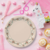 桃モダンフローラスタイリッシュ ペーパープレート (パーティー)