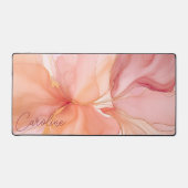 桃モダンフローラ名フェミニン水色 デスクマット (正面)