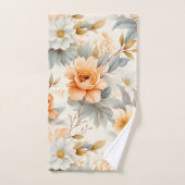 桃モダンフローラ植物水彩 バスタオルセット (ハンドタオル)