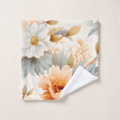 桃モダンフローラ植物水彩 バスタオルセット (ウォッシュタオル)